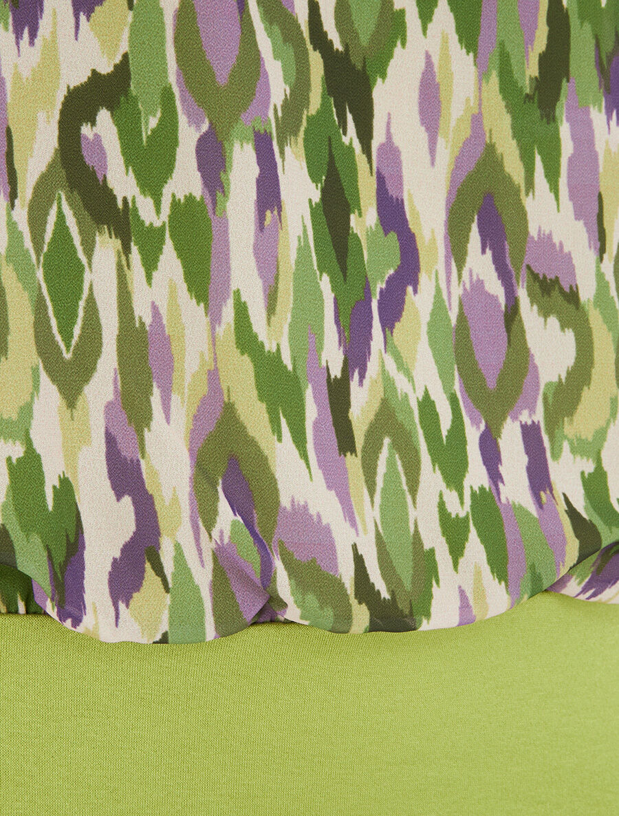 Blouse en voile à manches volantées - Vert olive - 3