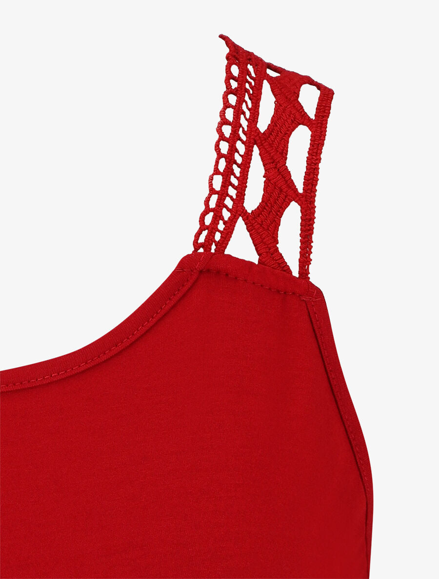 Débardeur droit uni dos en crochet - Rouge - 3