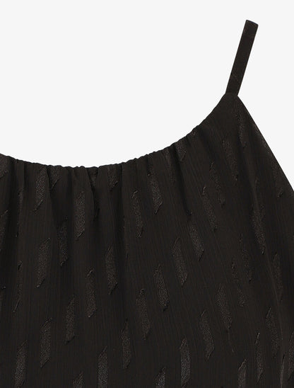 Top évasé texturé sans manches - Noir - 3