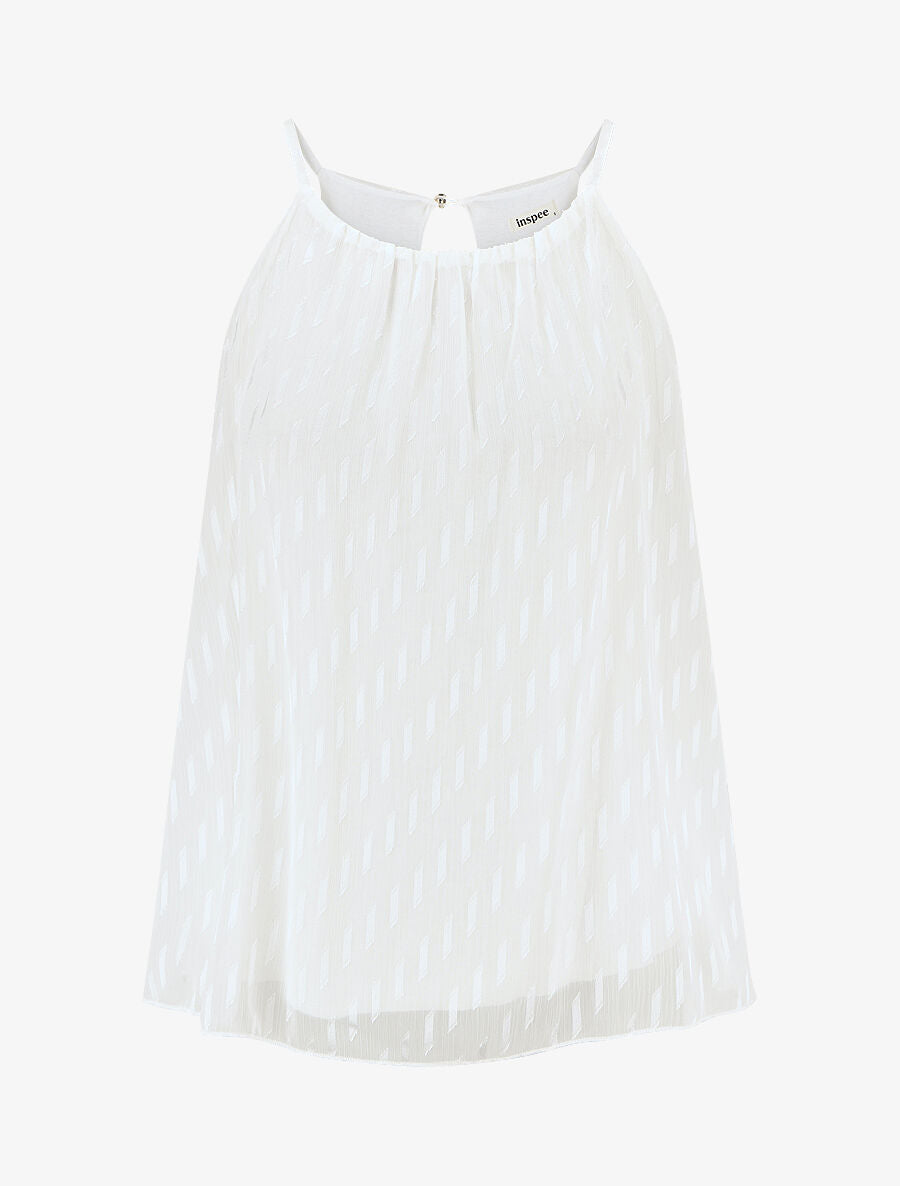 Top évasé texturé sans manches - Blanc - 1