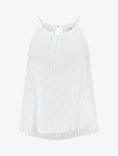 Top évasé texturé sans manches - Blanc - 1