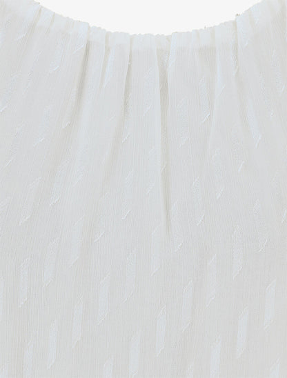 Top évasé texturé sans manches - Blanc - 3