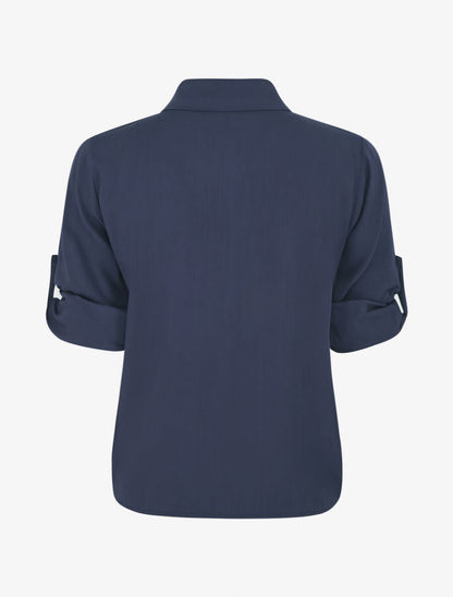 Chemise à nouer et à manches retroussables - Marine - 2