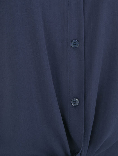 Chemise à nouer et à manches retroussables - Marine - 3
