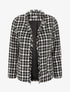 Veste en tweed ouverte à détail frangé - Noir - 4