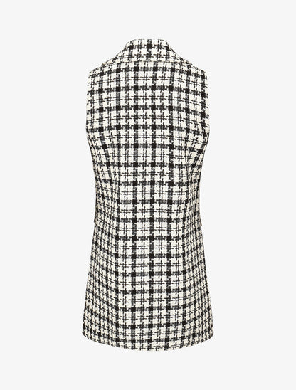 Veste en tweed sans manches - Blanc - 2