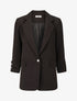 Blazer mi-long uni boutonné - Noir - 4