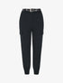 Pantalon cargo élastiqué uni - Noir - 1