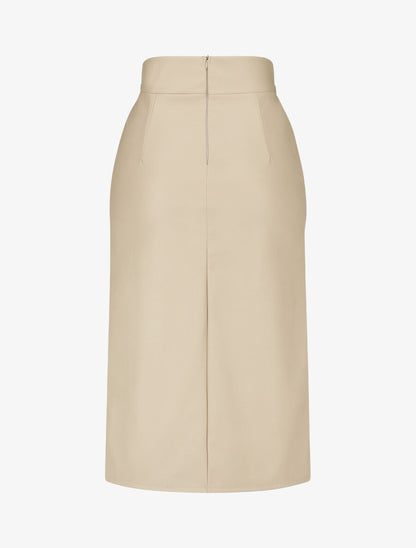 Jupe longue en simili à ceinture stylisée - Beige - 2