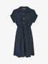 Robe unie à noeud et manches courtes - Marine - 1