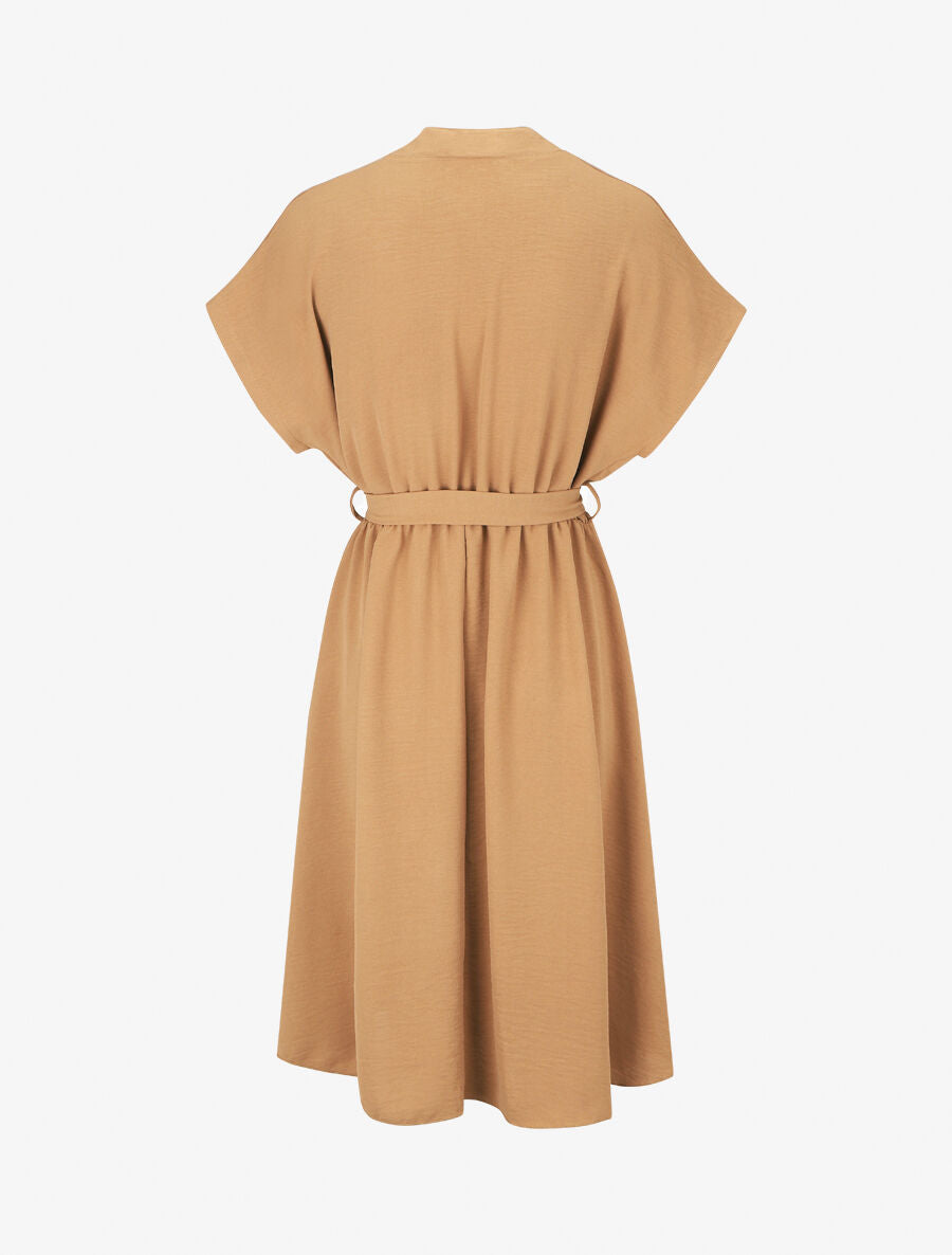 Robe mi-longue élastiquée - Camel - 2