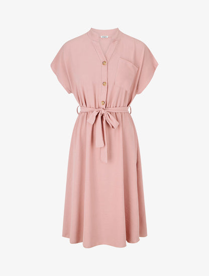 Robe mi-longue élastiquée - Vieux rose - 4