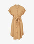 Robe chemise unie ceinturée - Camel - 1