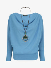 Top coupe boule à encolure bénitier - Bleu layette - 4
