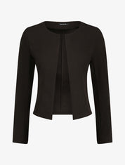 Veste droite unie à col rond - Noir - 4