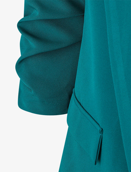 Blazer uni à manches froncées - Bleu canard - 3