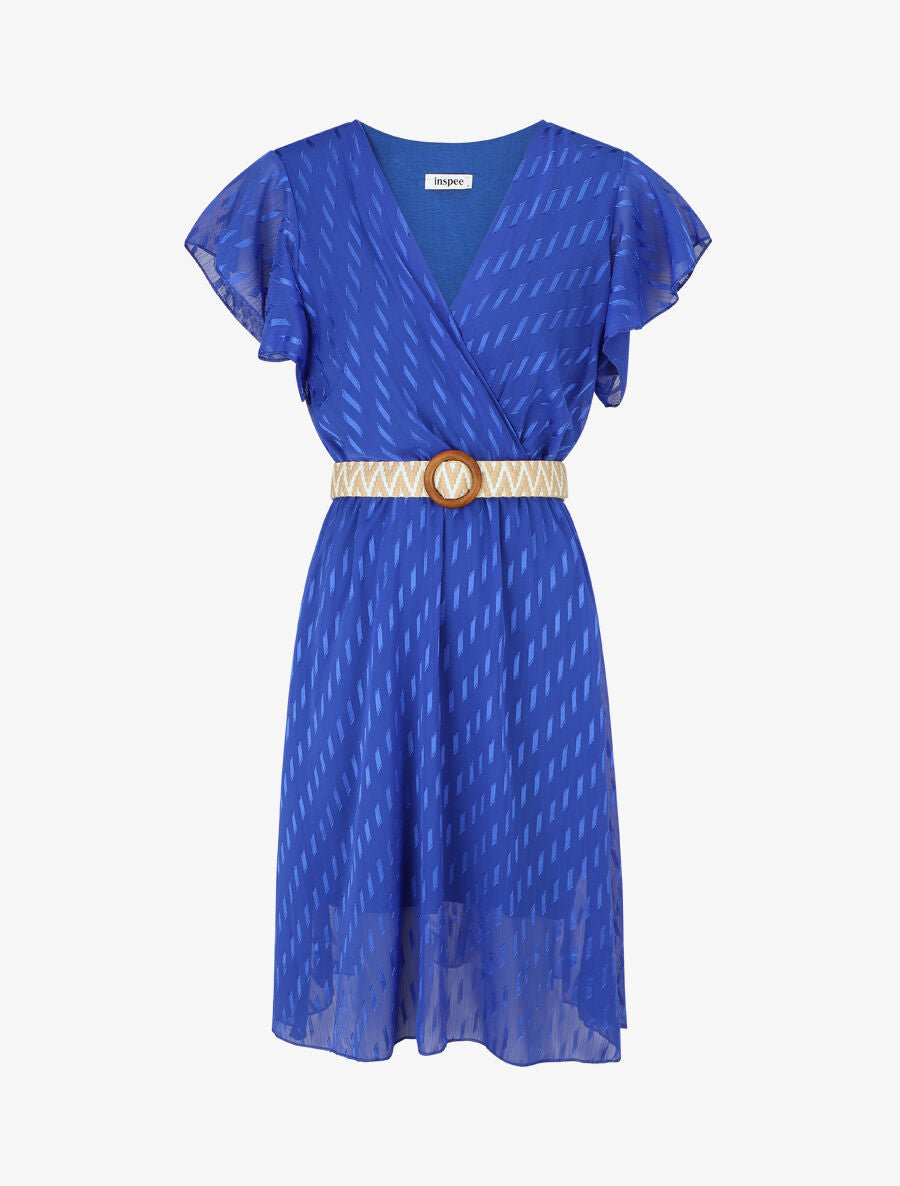Robe texturée en voile - Bleu roi - 1