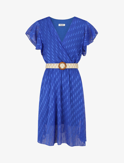 Robe texturée en voile - Bleu roi - 1