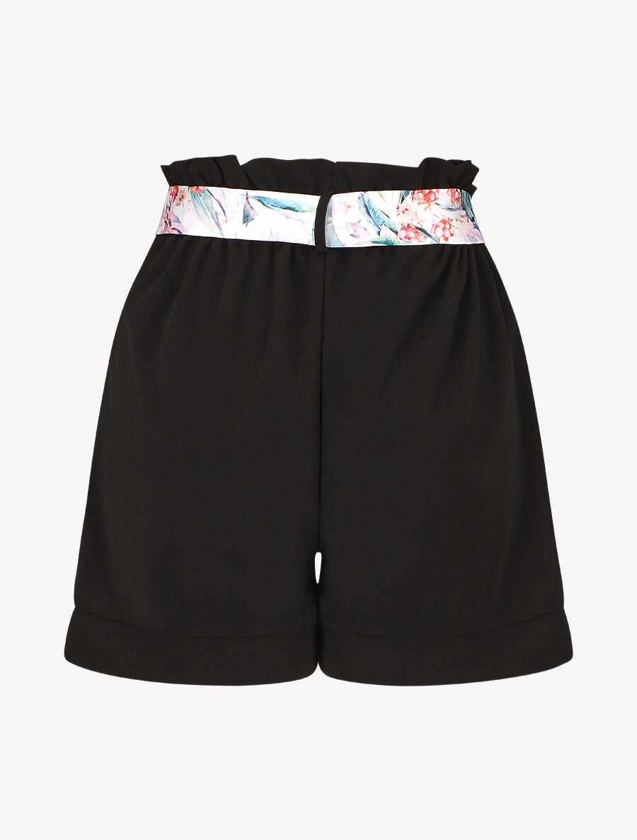 Short élastiqué uni - Noir - 2