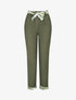 Pantalon droit taille haute ourlet fantaisie - Kaki - 1