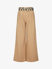 Pantalon ample taille haute élastiquée - Camel - 4