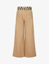 Pantalon ample taille haute élastiquée - Camel - 4