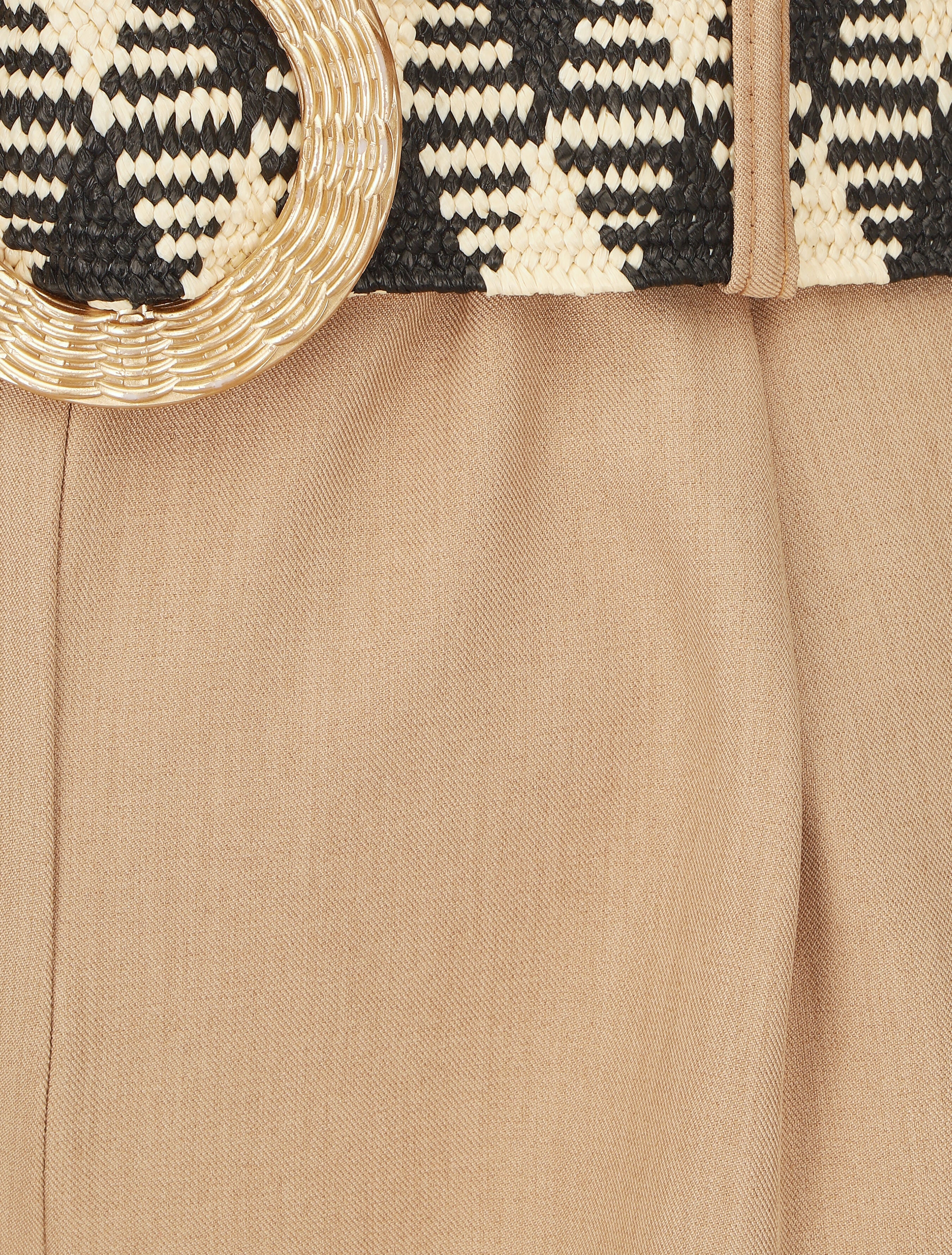 Pantalon ample taille haute élastiquée - Camel - 3