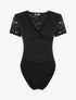 Body manches courtes en dentelle - Noir - 4