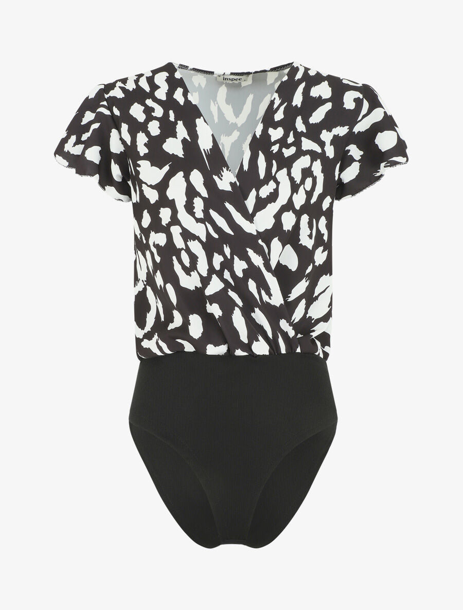 Body manches courtes imprimé léopard - Noir - 4