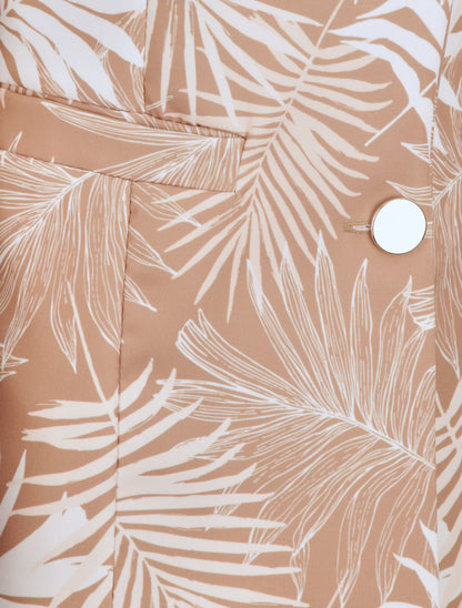 Blazer ajustée imprimé feuilles tropicales - Camel - 3