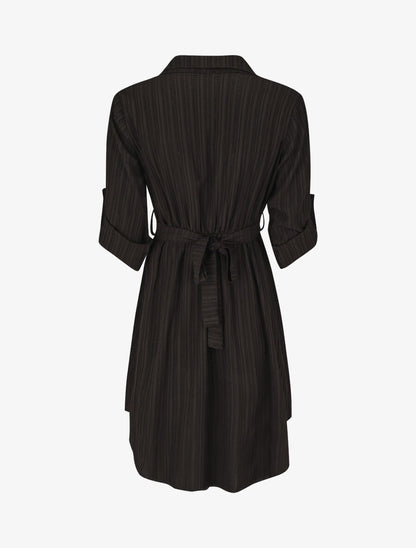 Robe chemise mi-longue texturée - Noir - 2