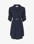 Robe chemise mi-longue texturée - Marine - 4