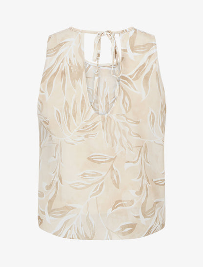 Top boule à imprimé feuilles - Beige - 2