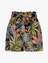 Short élastiqué imprimé feuillage - Vert anis - 1