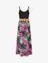 Robe bicolore imprimé feuilles tropicales - Noir - 1