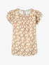 Top droit graphique manches courtes volantées - Beige - 1
