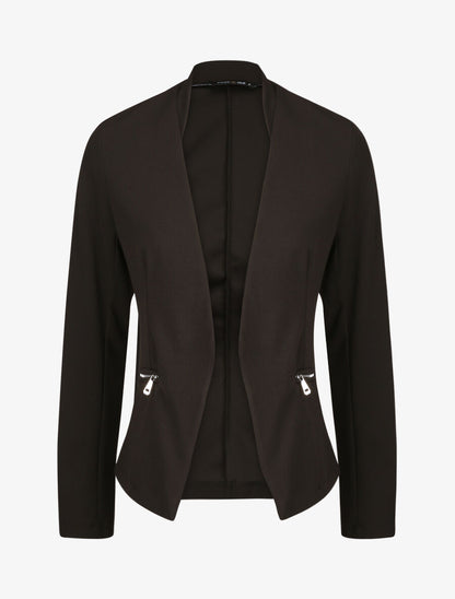 Veste droite unie à poches zippées - Noir - 4