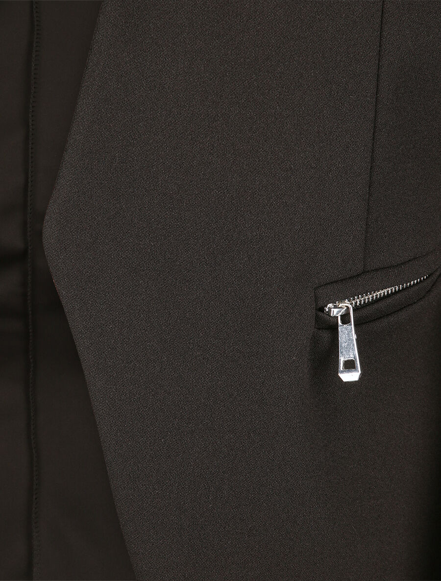 Veste droite unie à poches zippées - Noir - 3