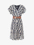 Robe longue élastiquée imprimé fantaisie - Marine - 4