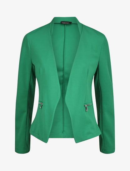 Veste droite unie à poches zippées - Vert - 4