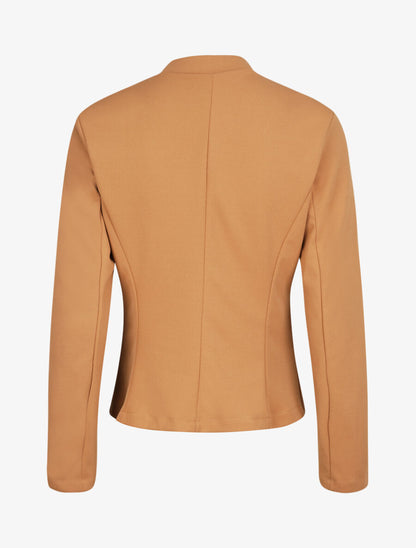 Veste droite unie à poches zippées - Camel - 2