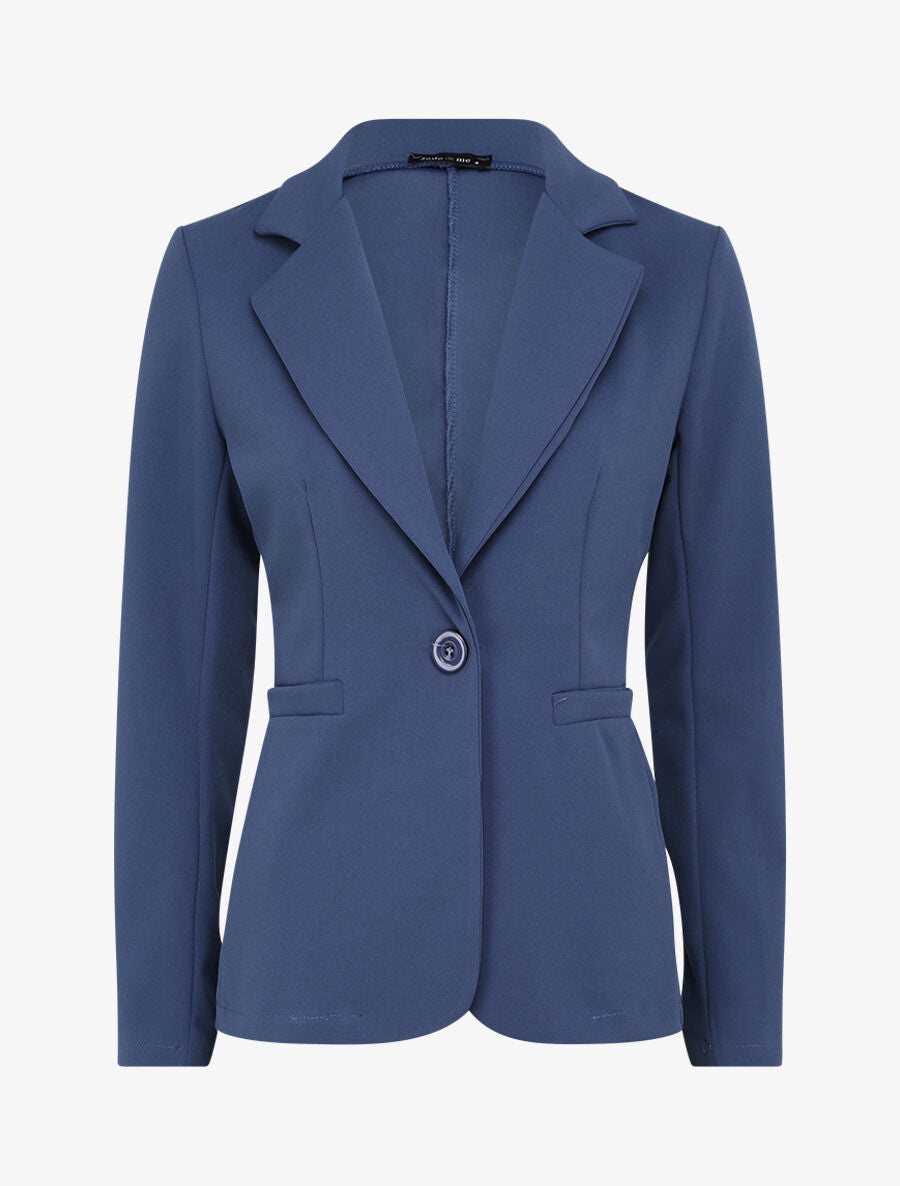 Blazer ajusté uni - Bleu charrette - 4