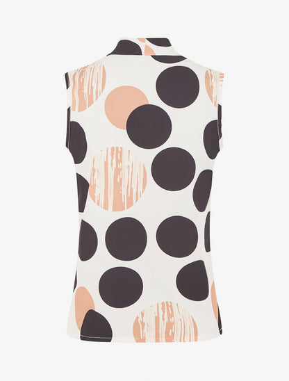 Top sans manches imprimé rond - Beige - 2