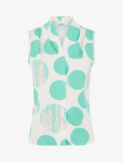 Top sans manches imprimé rond - Vert d&
