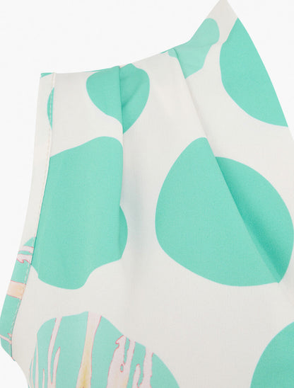 Top sans manches imprimé rond - Vert d&
