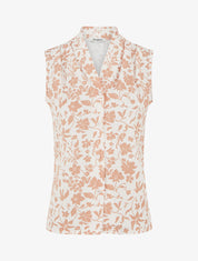 Top sans manches imprimé fleuri - Beige - 4