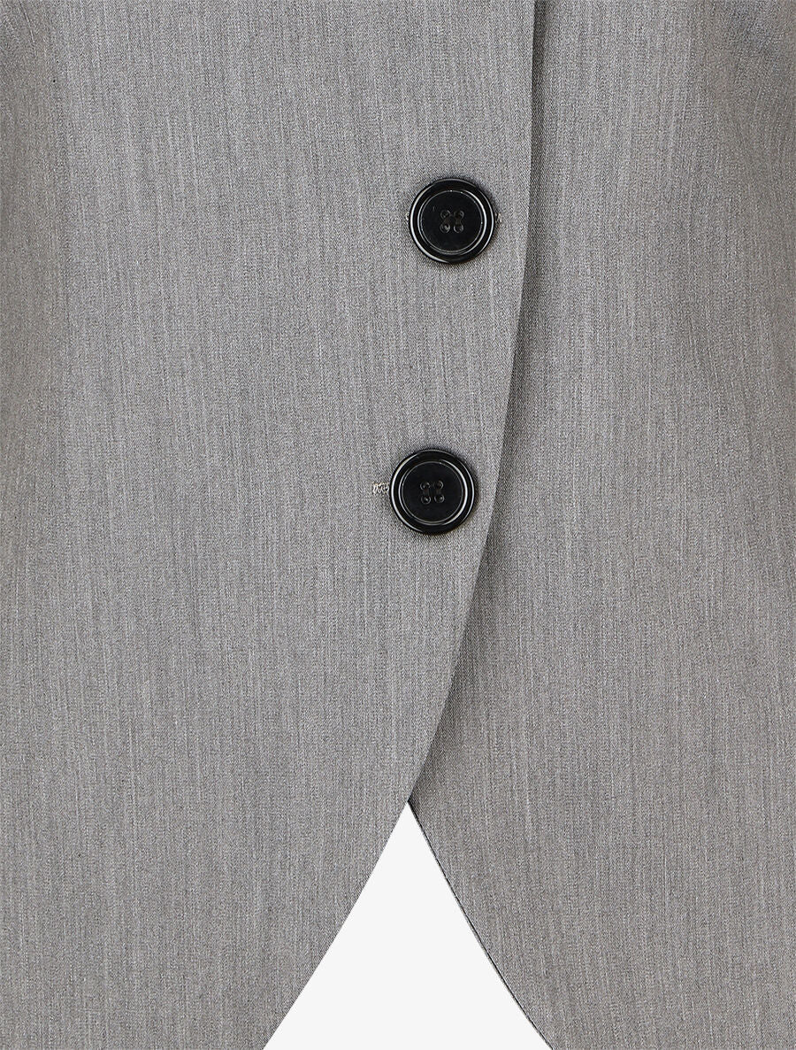 Veste boutonnée à bords côtelés - Gris - 3