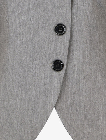 Veste boutonnée à bords côtelés - Gris - 3