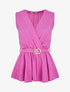 Top uni sans manches à empiècement métal - Magenta - 1
