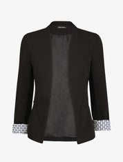 Blazer slim uni à revers imprimé grec - Noir - 1